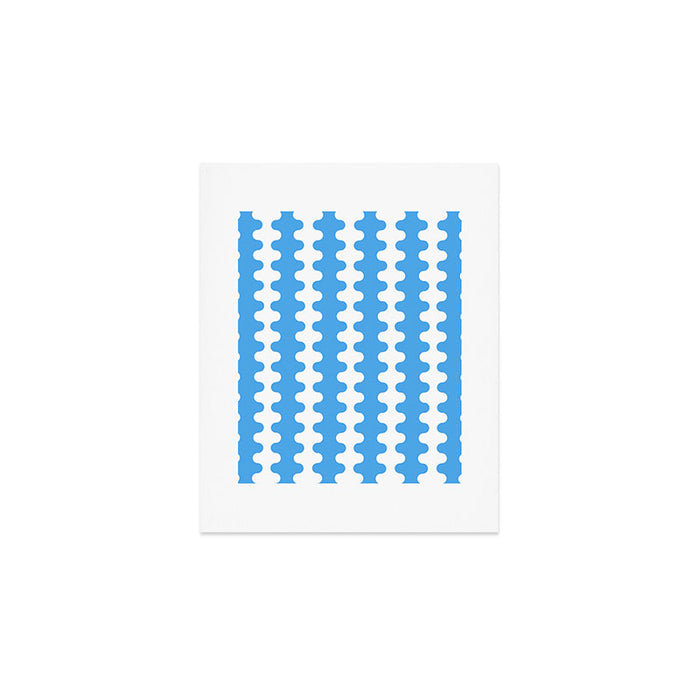 Bold Blue Wavy Stripes Ogee A-Go-Go Contemporary Pattern Art Print Gallery Image 1