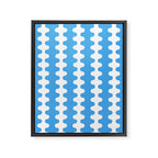 Bold Blue Wavy Stripes Ogee A-Go-Go Contemporary Pattern Framed Canvas Print Gallery Image 8