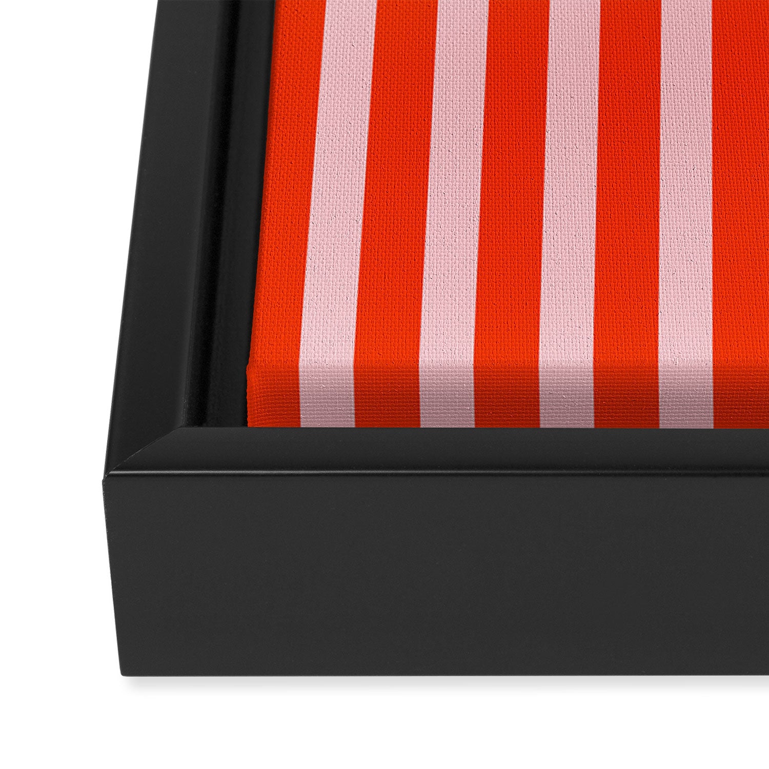 Bold Bright Basic Stripes in Pink and Red Orange Framed Canvas Print Gallery Image 3