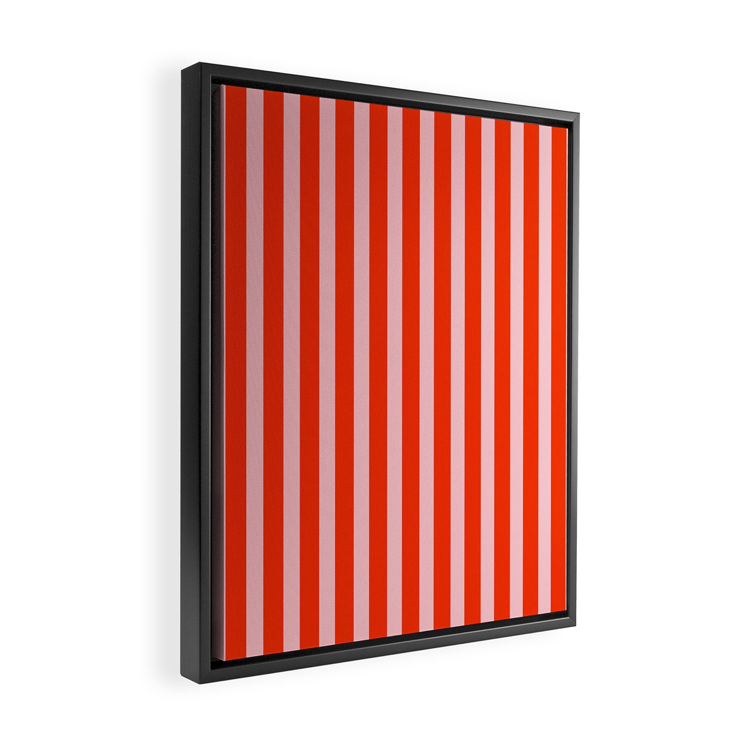 Bold Bright Basic Stripes in Pink and Red Orange Framed Canvas Print Gallery Image 2