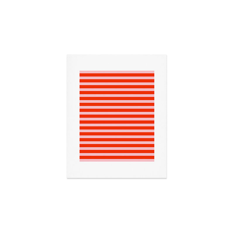 Bold Bright Basic Stripes Pink and Red Orange Pattern Art Print Gallery Image 1