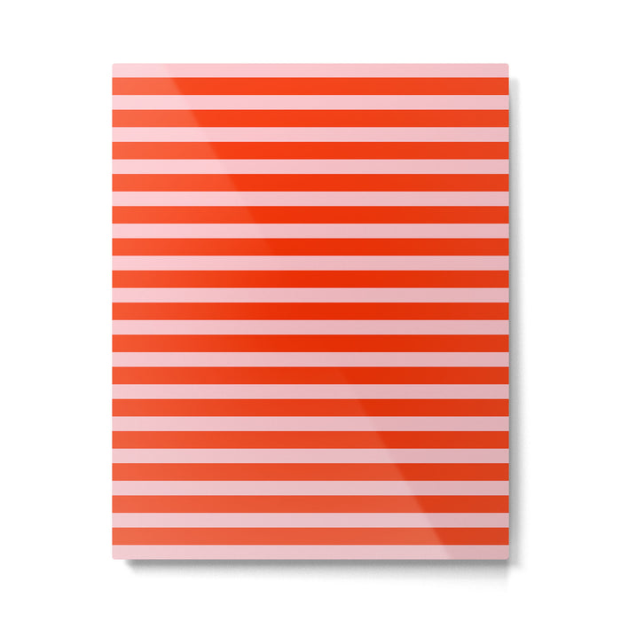 Bold Bright Basic Stripes Pink and Red Orange Pattern Metal Print Gallery Image 1