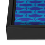 Bold Coastal Fish Mid Century Modern Minimalist Pattern in Double Blue Framed Canvas Print Gallery Image 3