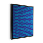 Bold Coastal Fish Mid Century Modern Minimalist Pattern in Double Blue Framed Canvas Print Gallery Image 2
