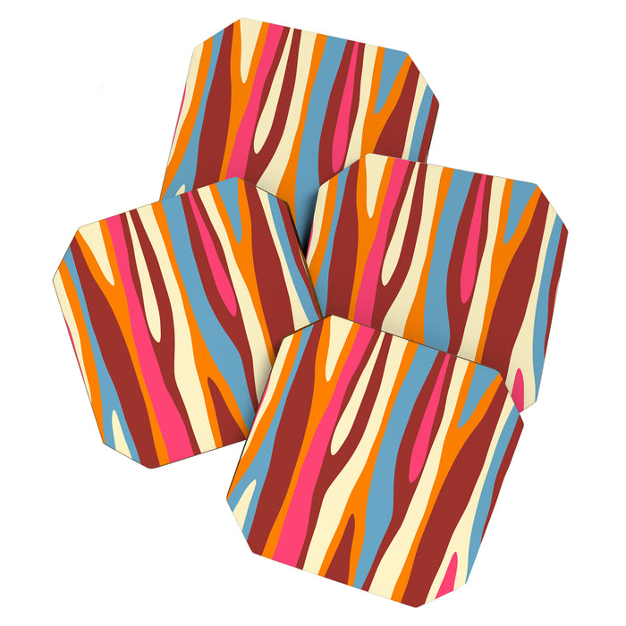 Bold Eclectic Abstract Wild Stripes Pattern Coaster Gallery Image 1