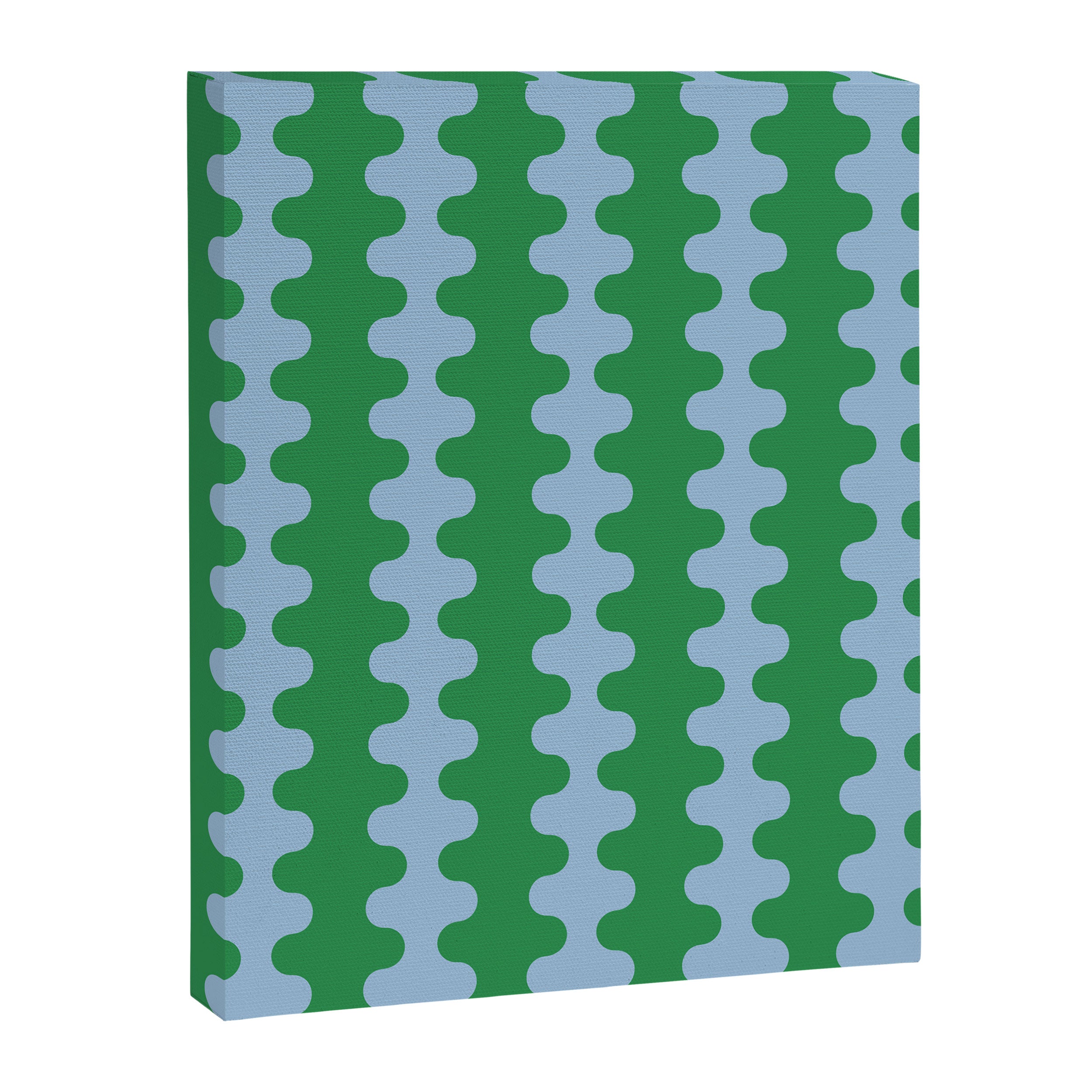 Bold Fun Ogee A-Go-Go Vertical Stripes Pattern in Kelly Green and Light Blue Canvas Print Gallery Image 8