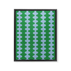 Bold Fun Ogee A-Go-Go Vertical Stripes Pattern in Kelly Green and Light Blue Framed Canvas Print Gallery Image 8