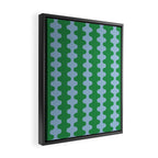 Bold Fun Ogee A-Go-Go Vertical Stripes Pattern in Kelly Green and Light Blue Framed Canvas Print Gallery Image 2