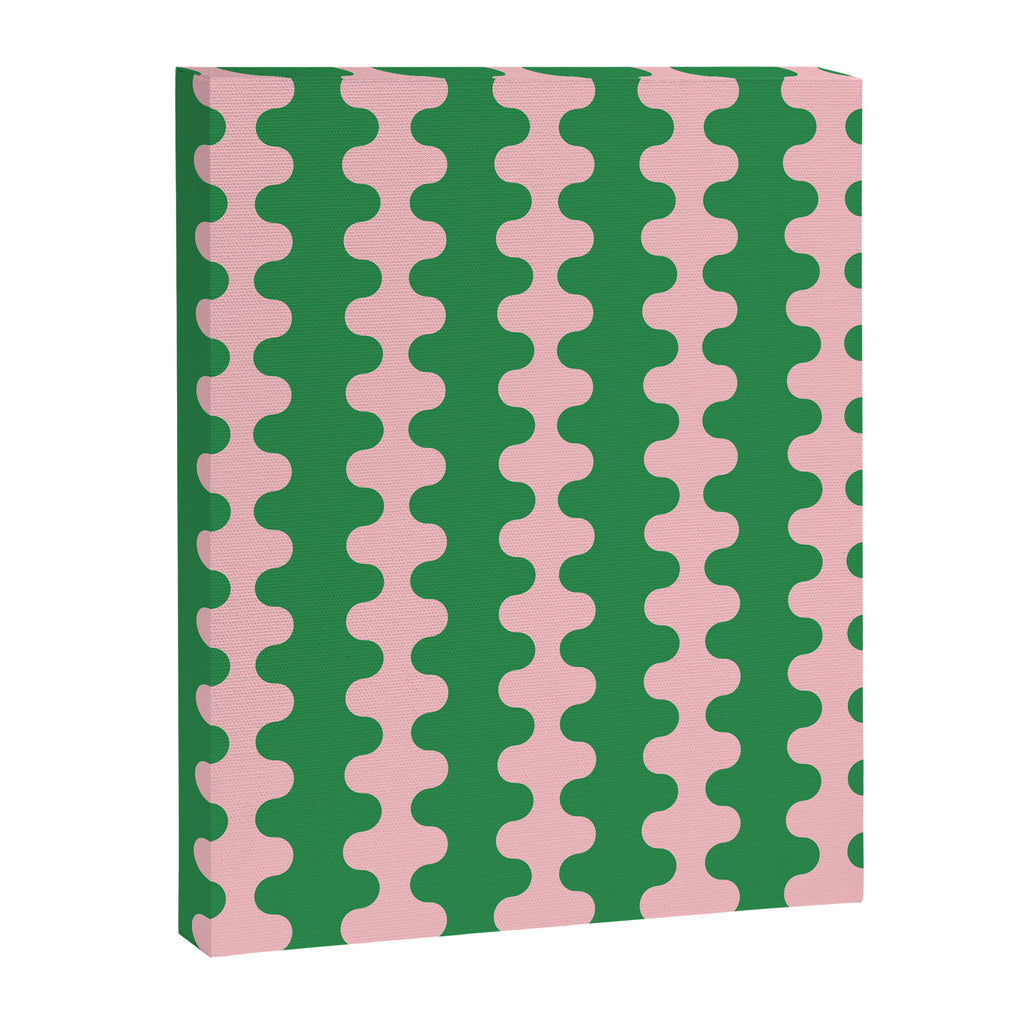 Bold Fun Ogee A-Go-Go Vertical Stripes Pop Pattern in Green and Pink Canvas Print Gallery Image 8