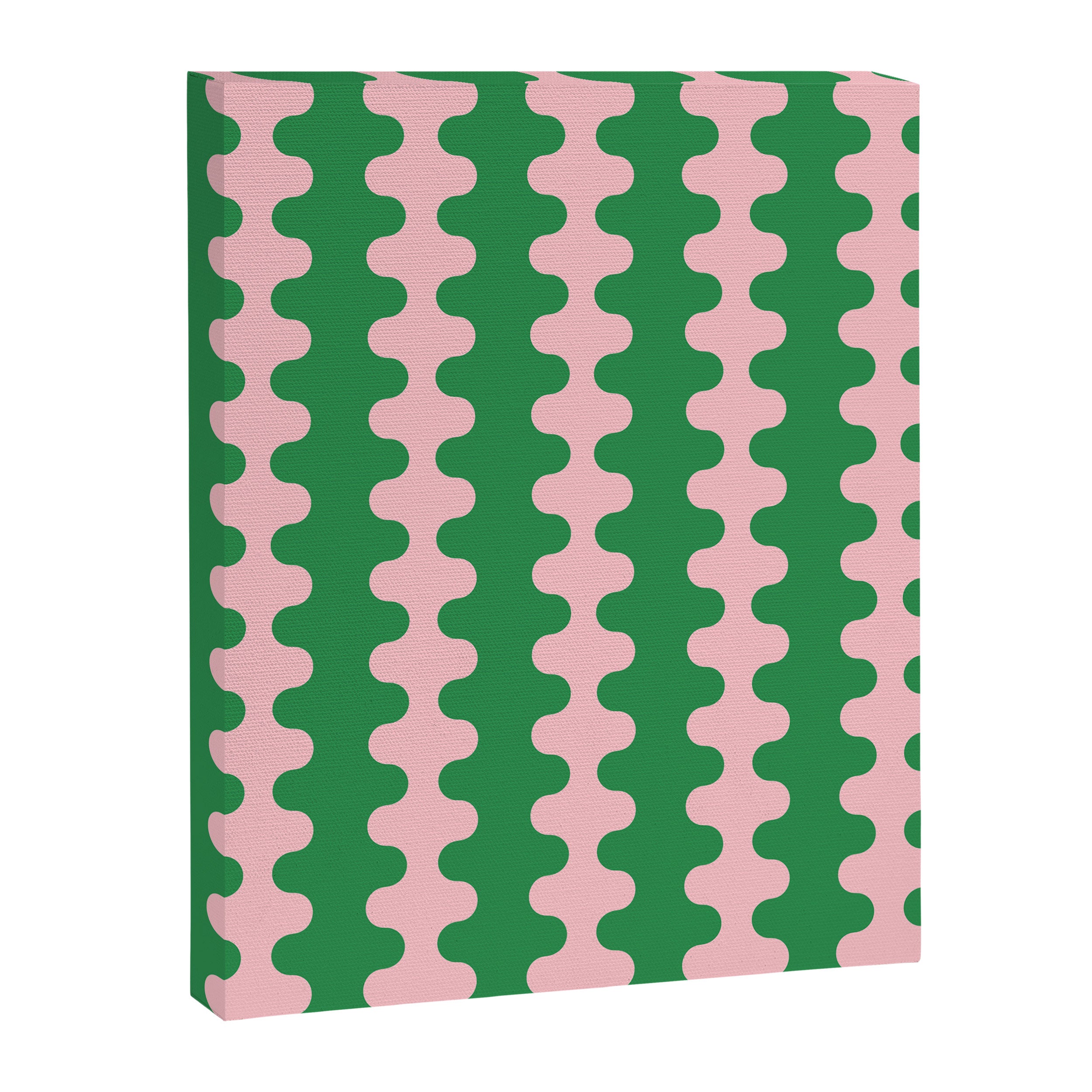 Bold Fun Ogee A-Go-Go Vertical Stripes Pop Pattern in Green and Pink Canvas Print Gallery Image 8