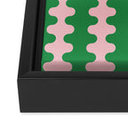 Bold Fun Ogee A-Go-Go Vertical Stripes Pop Pattern in Green and Pink Framed Canvas Print Gallery Image 3
