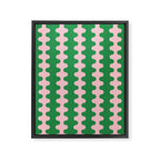 Bold Fun Ogee A-Go-Go Vertical Stripes Pop Pattern in Green and Pink Framed Canvas Print Gallery Image 8