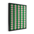 Bold Fun Ogee A-Go-Go Vertical Stripes Pop Pattern in Green and Pink Framed Canvas Print Gallery Image 2