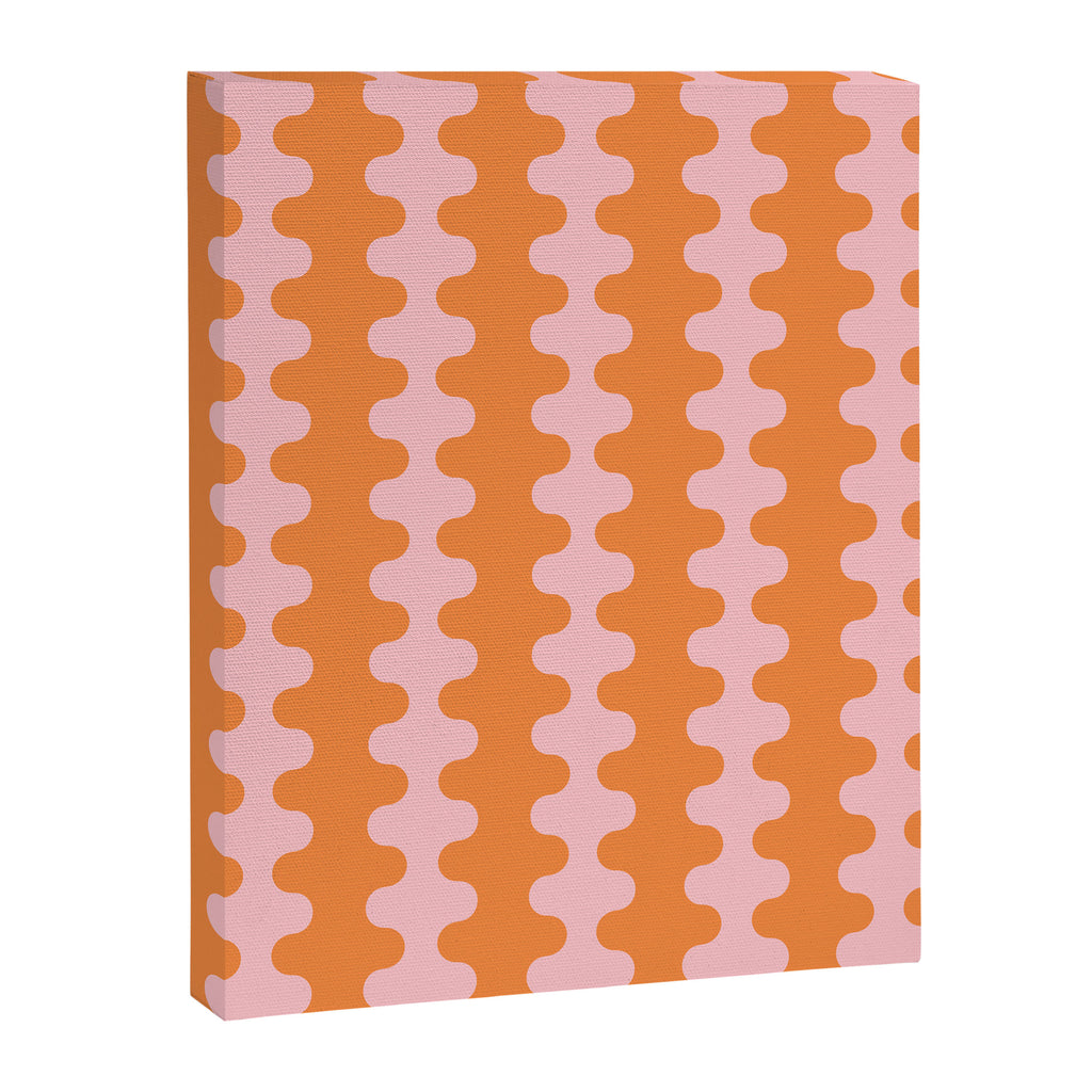 Bold Fun Ogee A-Go-Go Vertical Stripes Pop Pattern in Orange and Pink Canvas Print Gallery Image 8
