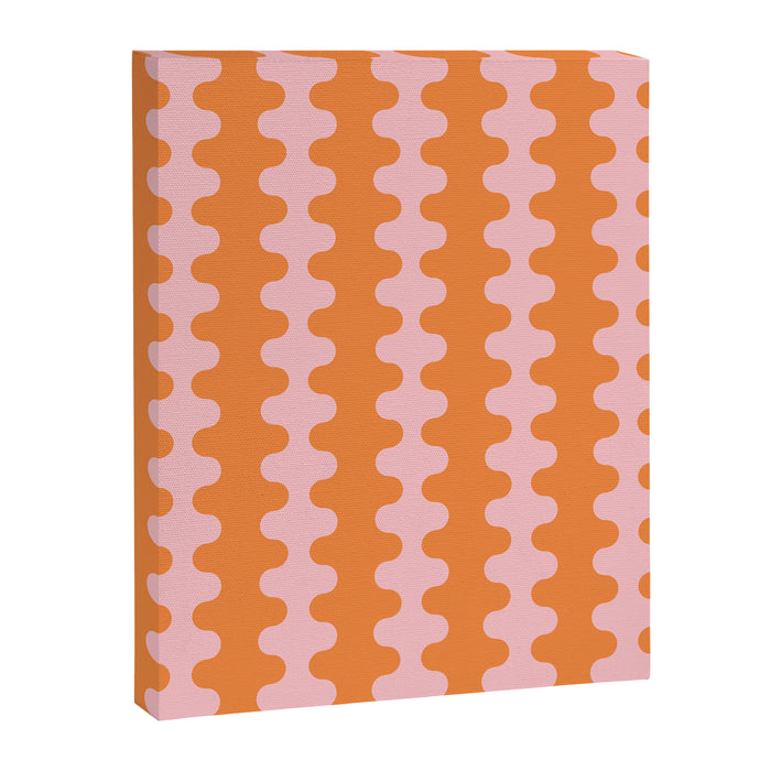 Bold Fun Ogee A-Go-Go Vertical Stripes Pop Pattern in Orange and Pink Canvas Print Gallery Image 1