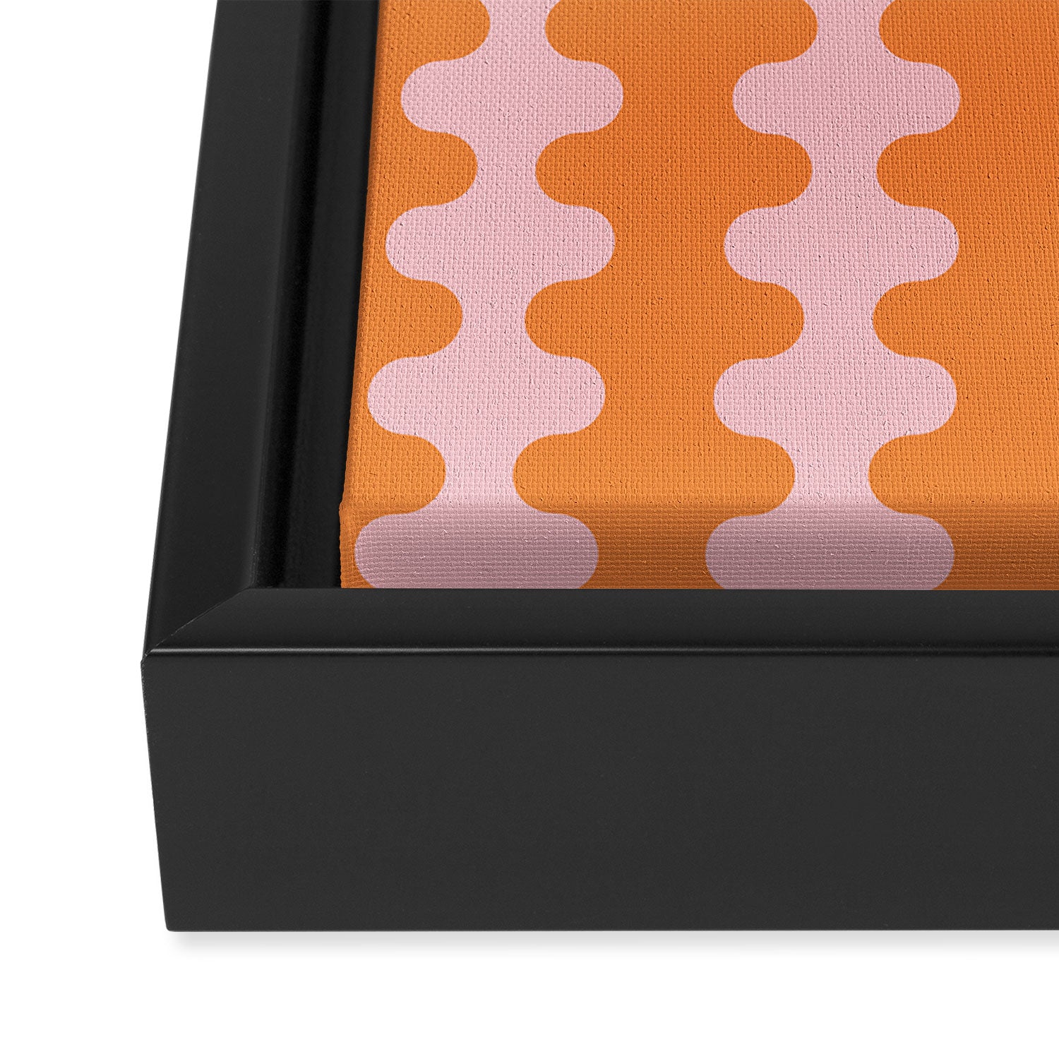 Bold Fun Ogee A-Go-Go Vertical Stripes Pop Pattern in Orange and Pink Framed Canvas Print Gallery Image 3