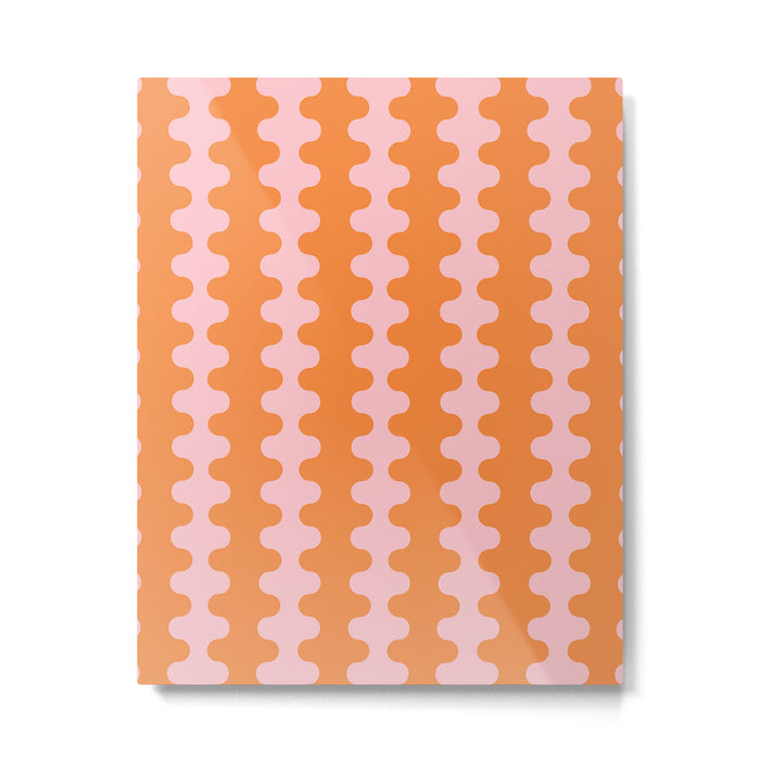 Bold Fun Ogee A-Go-Go Vertical Stripes Pop Pattern in Orange and Pink Metal Print Gallery Image 1