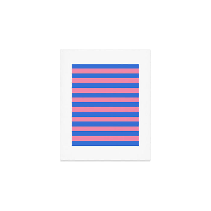 Bold Fun Stripes Blue and Pink Simple Colorful Pattern Art Print Gallery Image 1