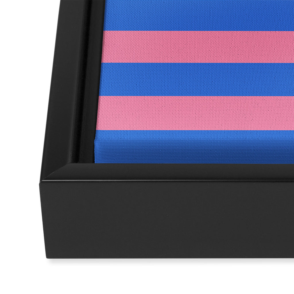Bold Fun Stripes Blue and Pink Simple Colorful Pattern Framed Canvas Print Gallery Image 3
