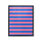 Bold Fun Stripes Blue and Pink Simple Colorful Pattern Framed Canvas Print Gallery Image 8