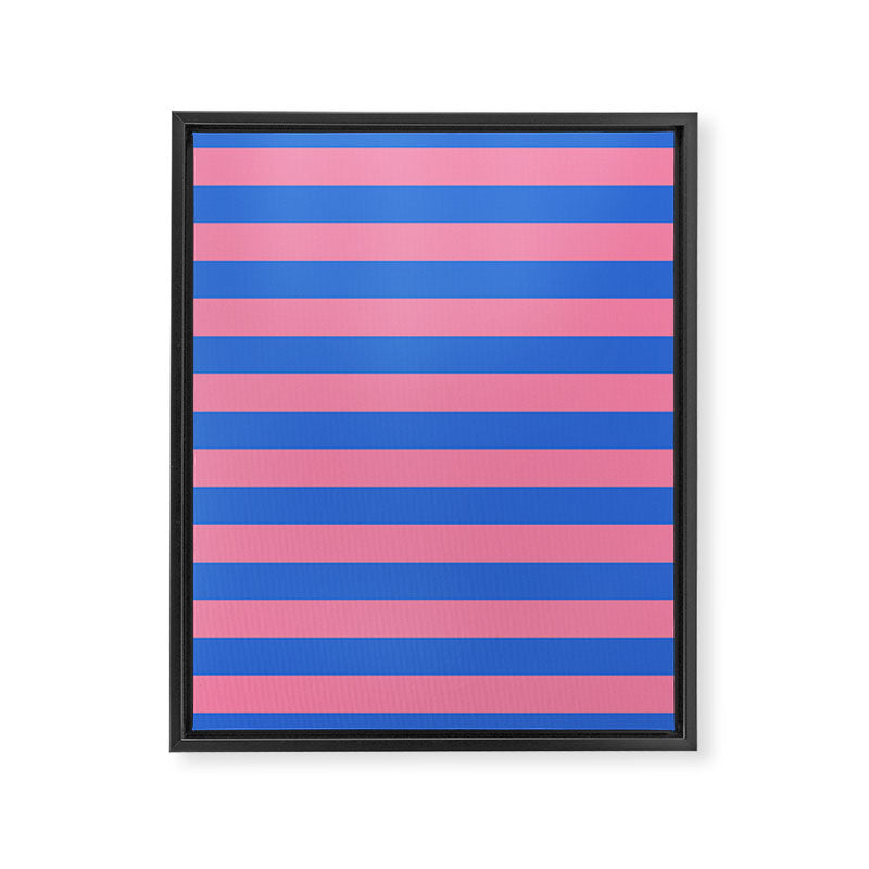 Bold Fun Stripes Blue and Pink Simple Colorful Pattern Framed Canvas Print Gallery Image 8