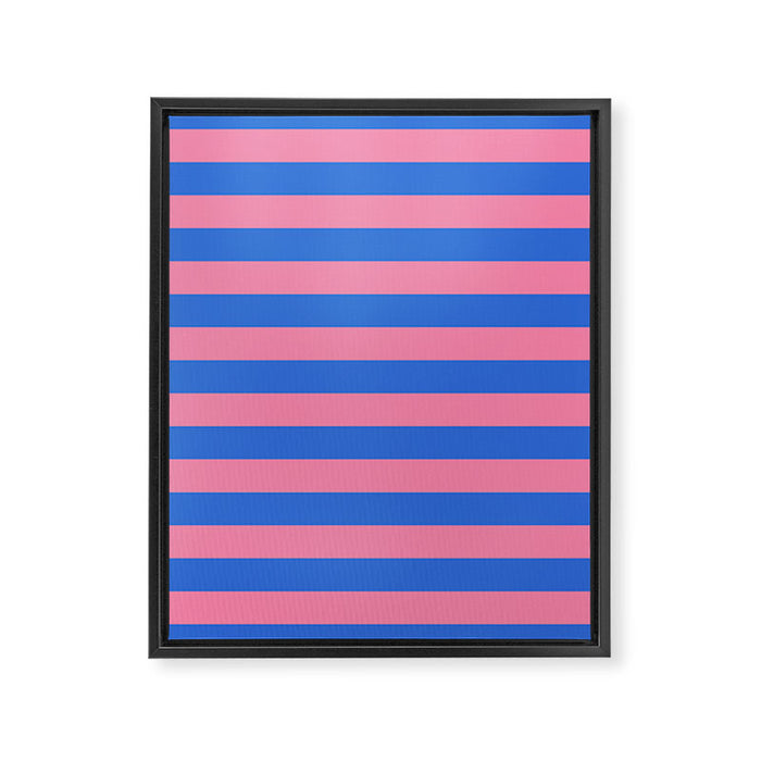 Bold Fun Stripes Blue and Pink Simple Colorful Pattern Framed Canvas Print Gallery Image 1