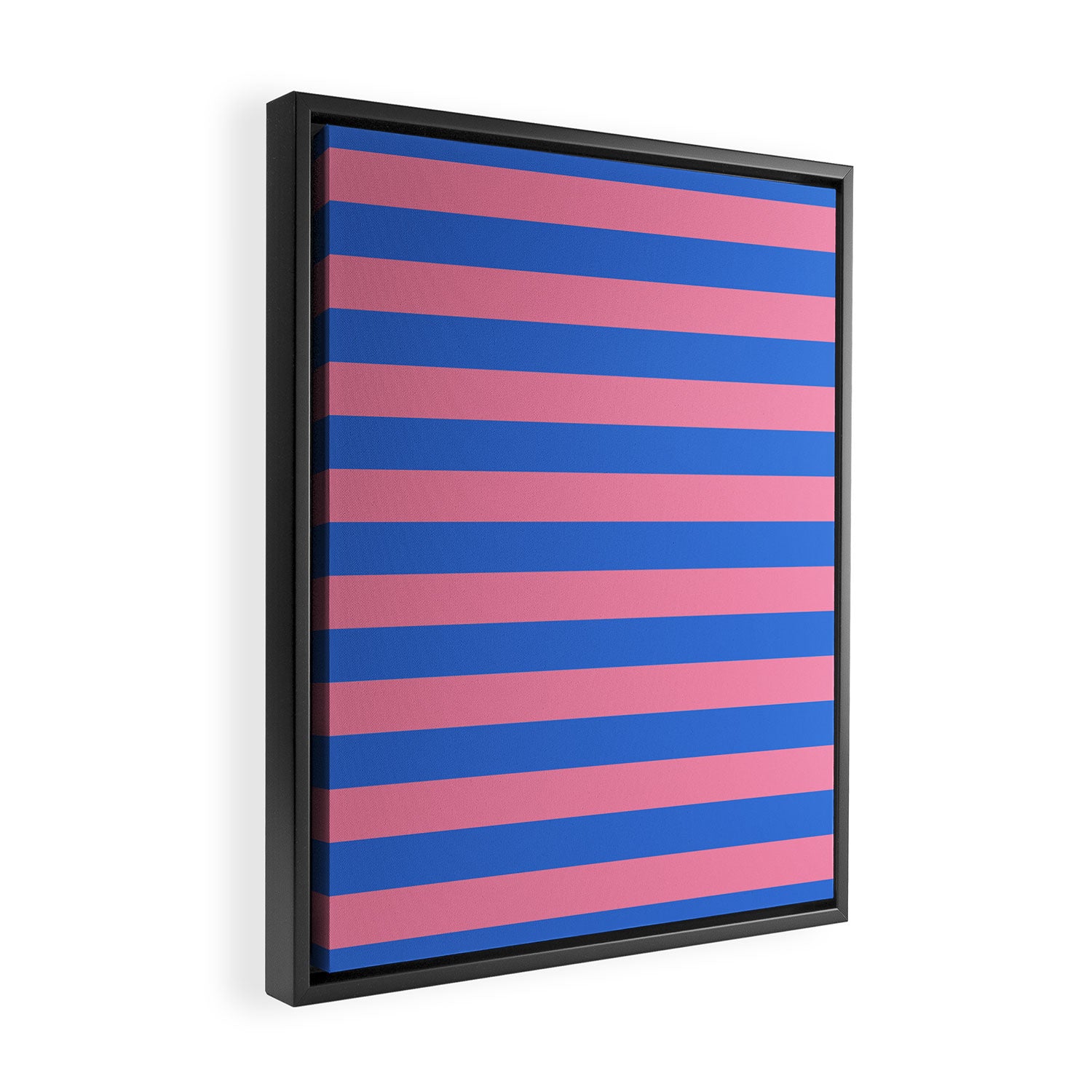 Bold Fun Stripes Blue and Pink Simple Colorful Pattern Framed Canvas Print Gallery Image 2