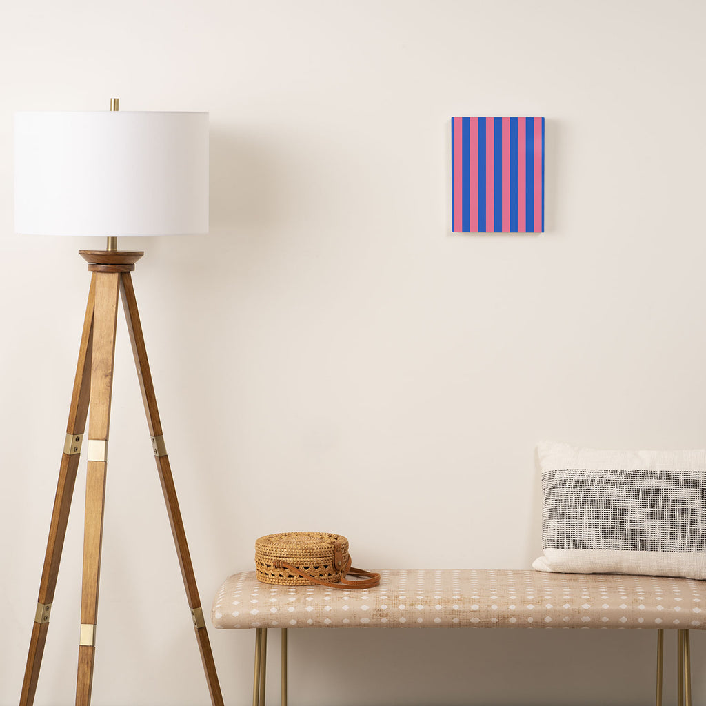 Bold Fun Stripes Blue and Pink Simple Colorful Vertical Pop Pattern Canvas Print Gallery Image 2