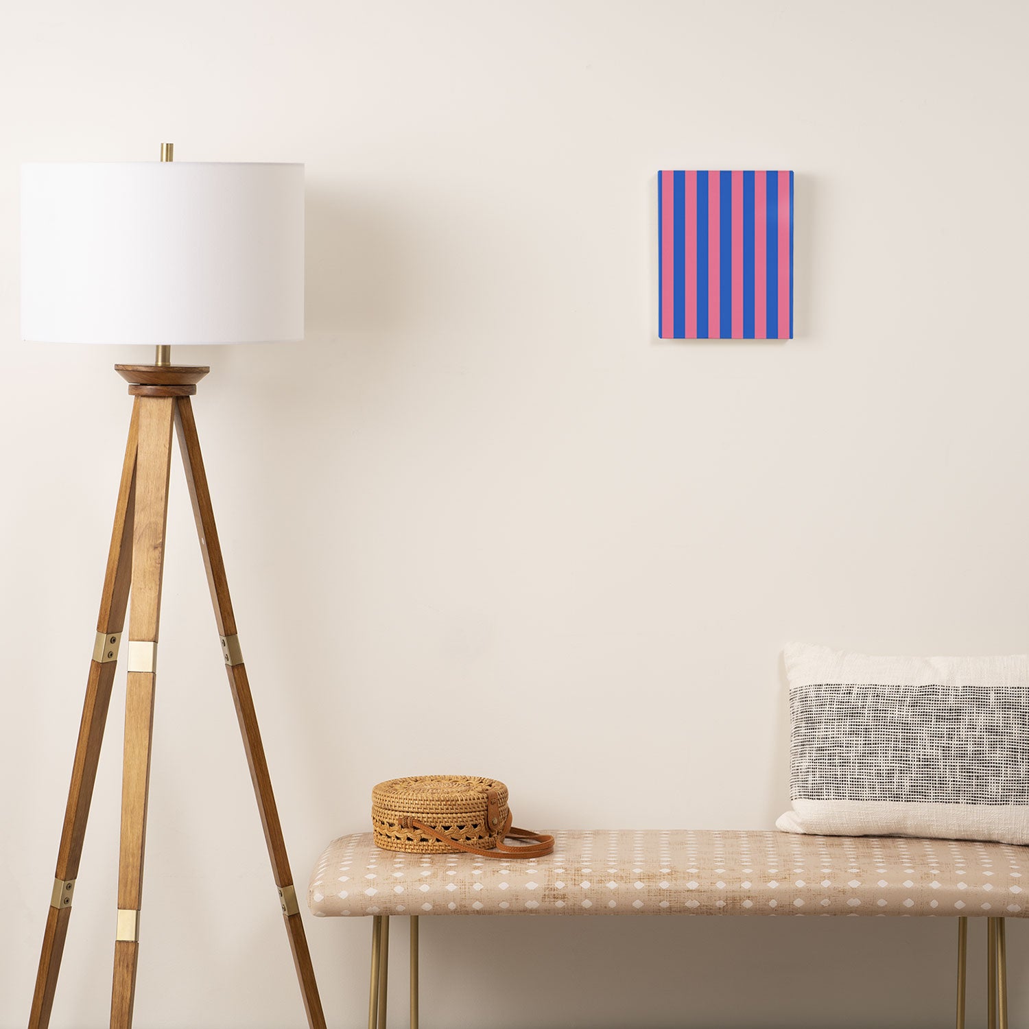 Bold Fun Stripes Blue and Pink Simple Colorful Vertical Pop Pattern Canvas Print Gallery Image 2