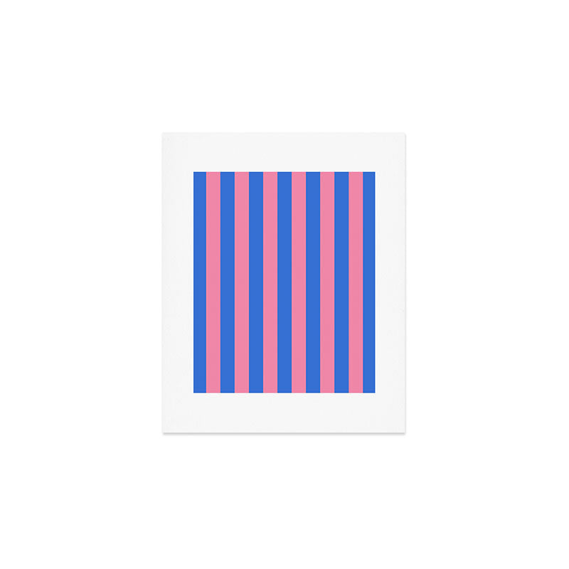 Bold Fun Stripes Blue and Pink Simple Colorful Vertical Pop Pattern Art Print Gallery Image 1