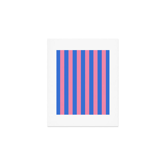 Bold Fun Stripes Blue and Pink Simple Colorful Vertical Pop Pattern Art Print Gallery Image 1
