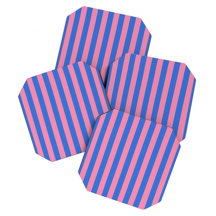 Bold Fun Stripes Blue and Pink Simple Colorful Vertical Pop Pattern Coaster Gallery Image 1