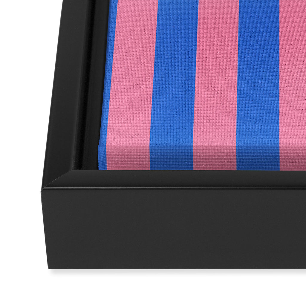 Bold Fun Stripes Blue and Pink Simple Colorful Vertical Pop Pattern Framed Canvas Print Gallery Image 3
