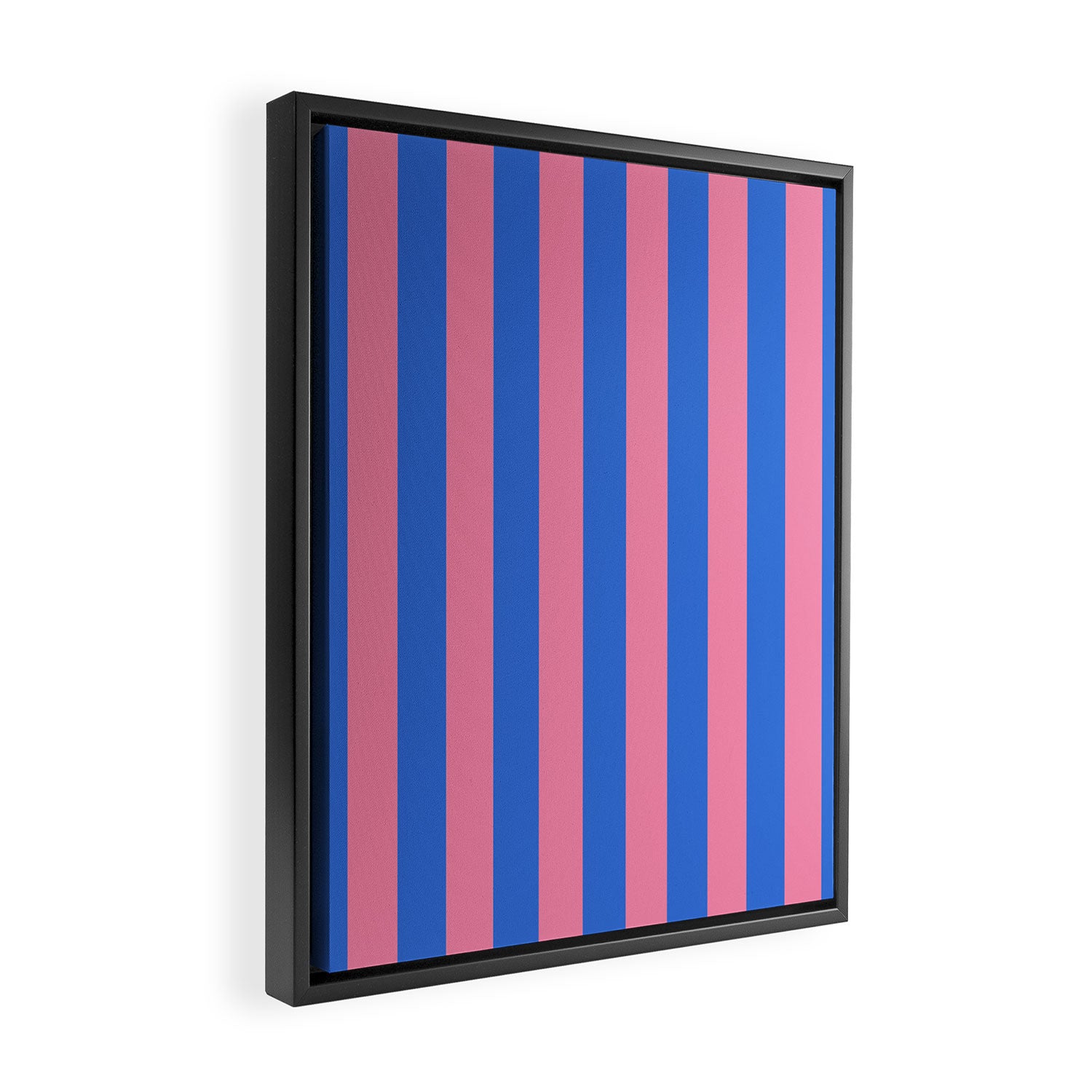 Bold Fun Stripes Blue and Pink Simple Colorful Vertical Pop Pattern Framed Canvas Print Gallery Image 2