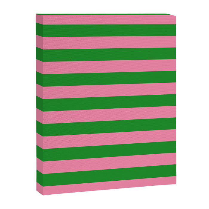 Bold Fun Stripes Green and Pink Simple Colorful Pop Pattern Canvas Print Gallery Image 1