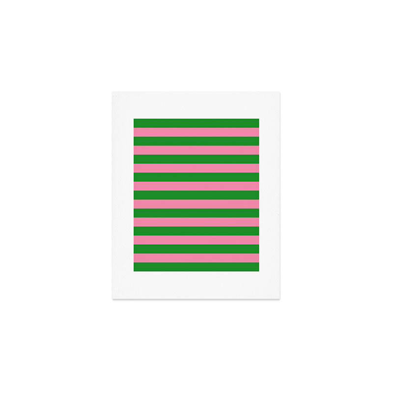 Bold Fun Stripes Green and Pink Simple Colorful Pop Pattern Art Print Gallery Image 1