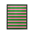 Bold Fun Stripes Green and Pink Simple Colorful Pop Pattern Framed Canvas Print Gallery Image 8