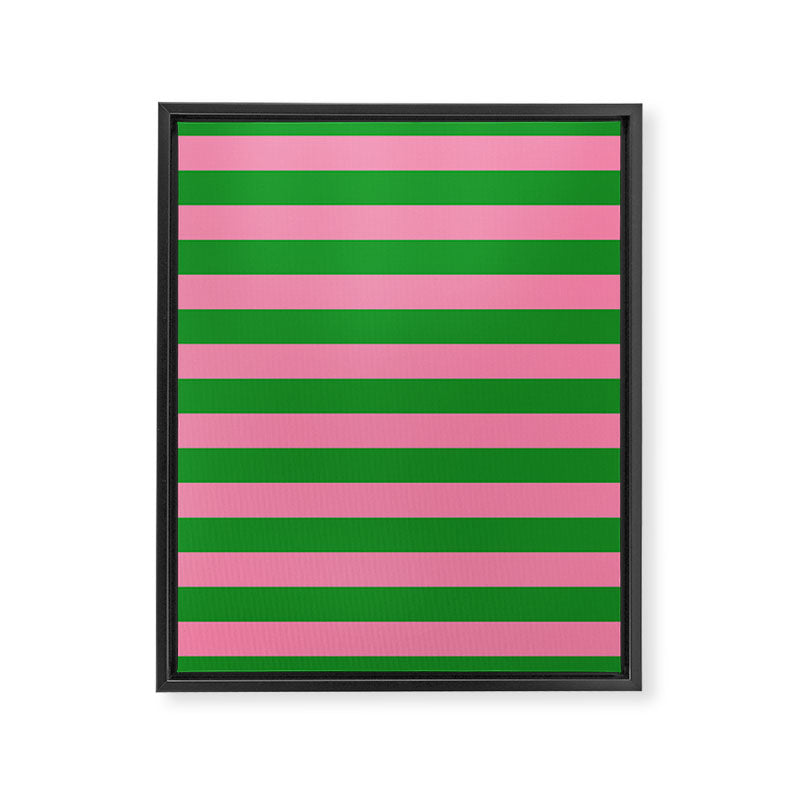 Bold Fun Stripes Green and Pink Simple Colorful Pop Pattern Framed Canvas Print Gallery Image 8