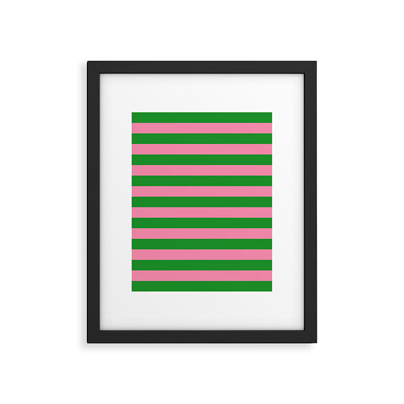 Bold Fun Stripes Green and Pink Simple Colorful Pop Pattern Framed Art Print Gallery Image 6
