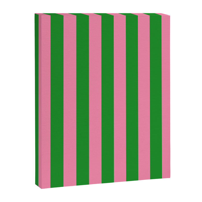 Bold Fun Vertical Stripes Green and Pink Simple Colorful Pop Pattern Canvas Print Gallery Image 1