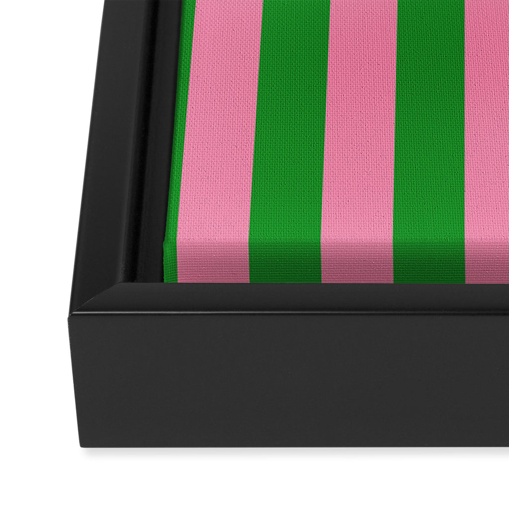 Bold Fun Vertical Stripes Green and Pink Simple Colorful Pop Pattern Framed Canvas Print Gallery Image 3