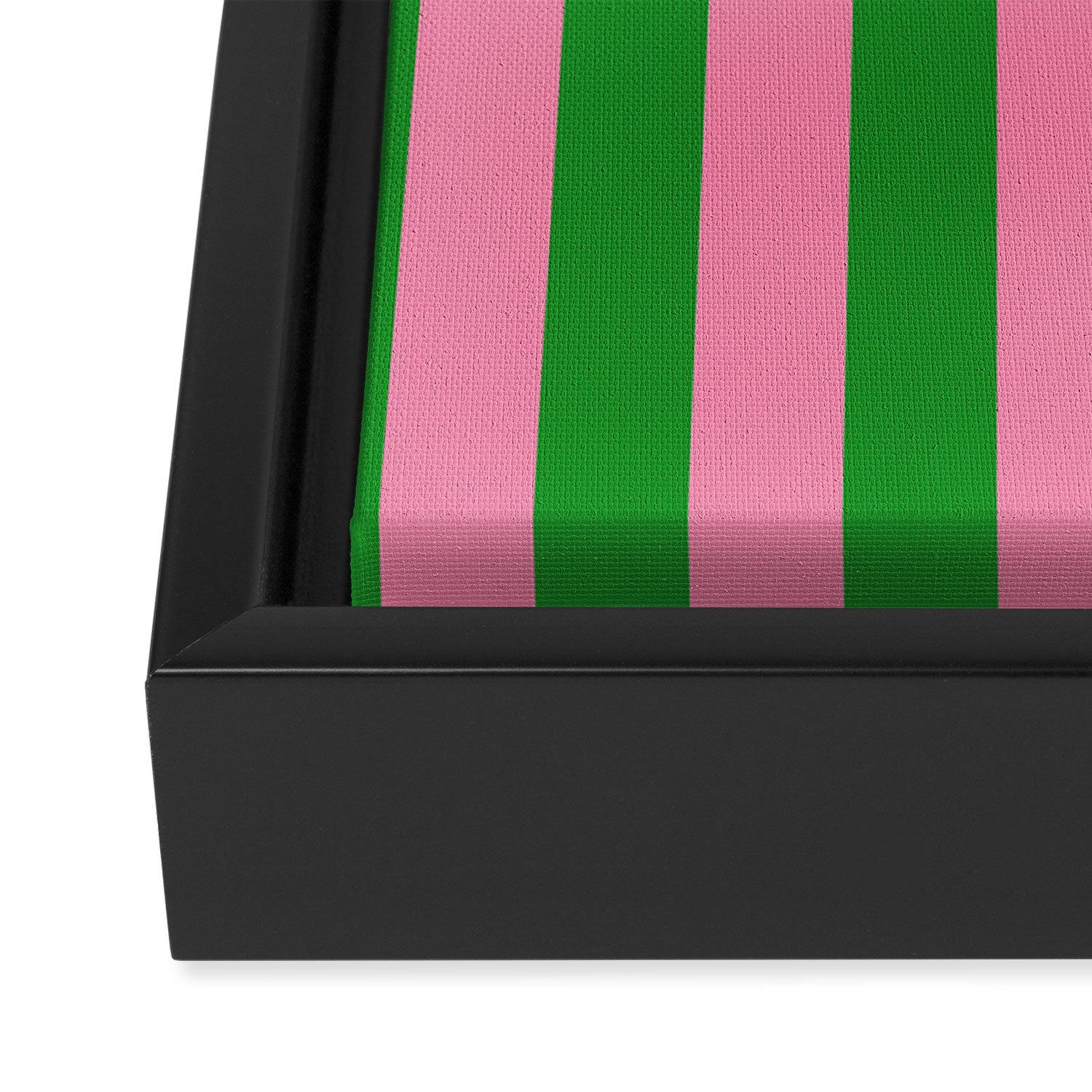 Bold Fun Vertical Stripes Green and Pink Simple Colorful Pop Pattern Framed Canvas Print Gallery Image 3