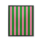 Bold Fun Vertical Stripes Green and Pink Simple Colorful Pop Pattern Framed Canvas Print Gallery Image 8