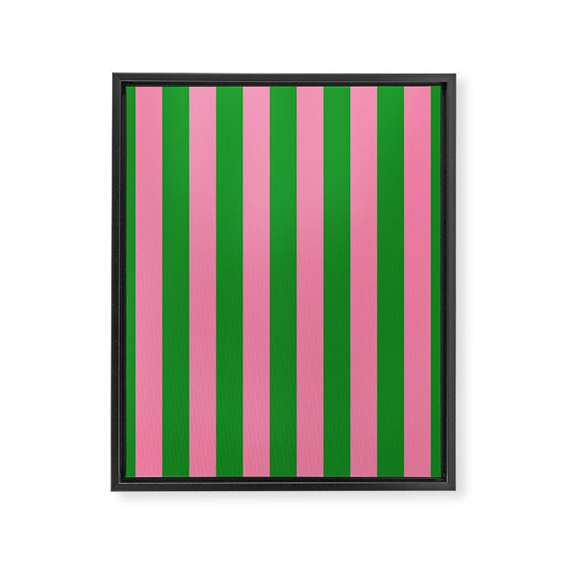 Bold Fun Vertical Stripes Green and Pink Simple Colorful Pop Pattern Framed Canvas Print Gallery Image 8