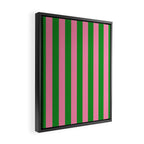 Bold Fun Vertical Stripes Green and Pink Simple Colorful Pop Pattern Framed Canvas Print Gallery Image 2