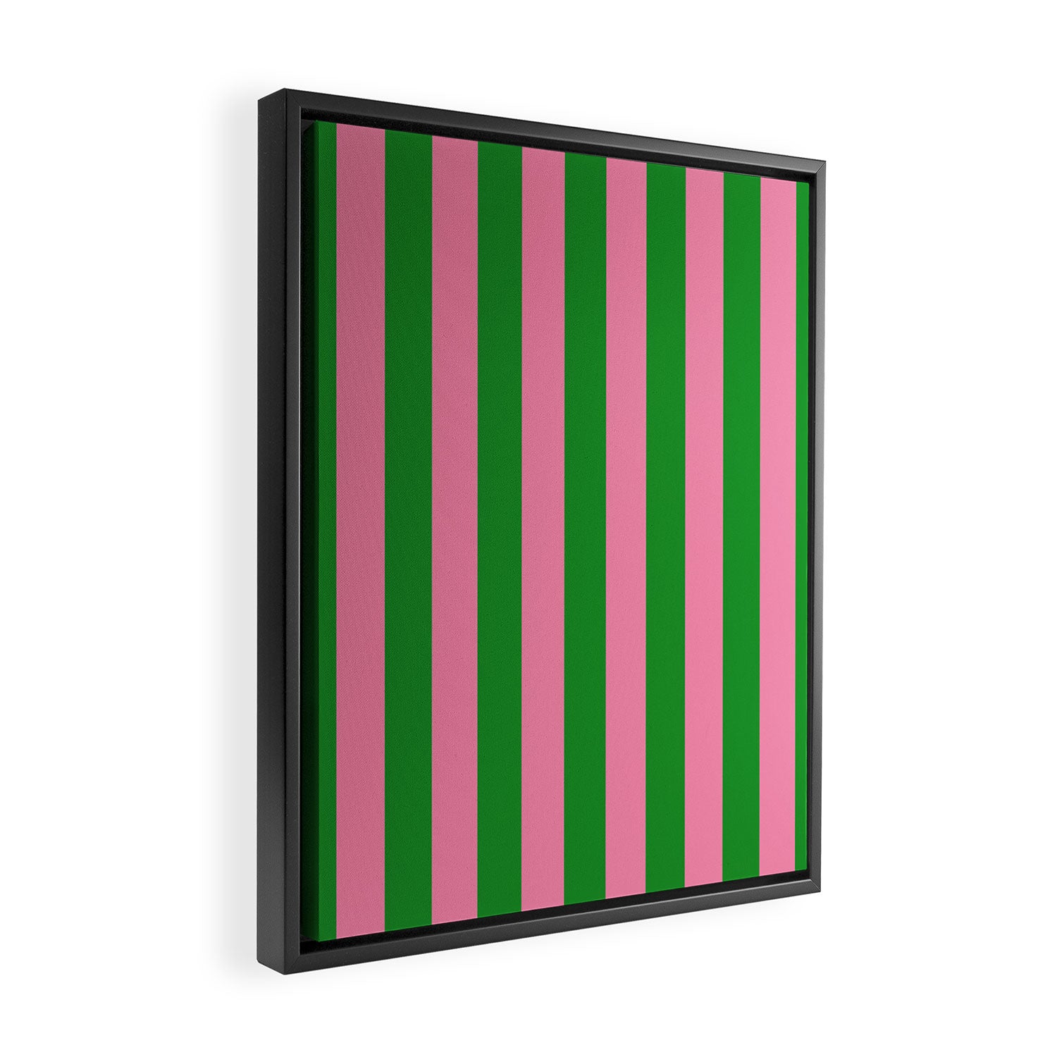 Bold Fun Vertical Stripes Green and Pink Simple Colorful Pop Pattern Framed Canvas Print Gallery Image 2