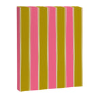 Bold Lined Stripes Vertical Pattern in Pink Chartreuse Cream Canvas Print Gallery Image 6