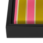 Bold Lined Stripes Vertical Pattern in Pink Chartreuse Cream Framed Canvas Print Gallery Image 3