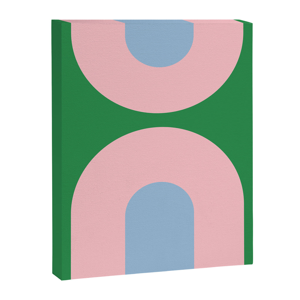 Bold Minimal Double Arch Pattern in Green, Pink, and Pastel Blue Canvas Print Gallery Image 8