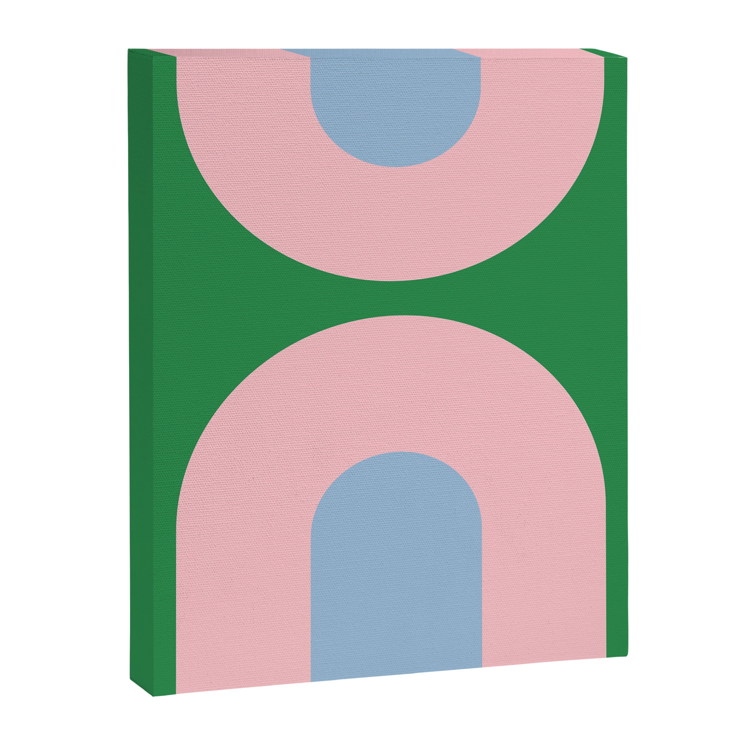 Bold Minimal Double Arch Pattern in Green, Pink, and Pastel Blue Canvas Print Gallery Image 8
